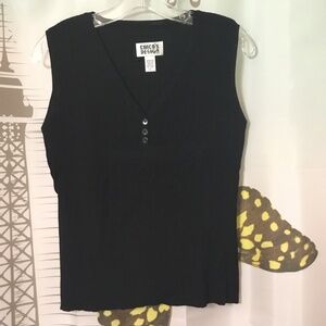 Chico's Black Blouse Sleeveless 3 Buttons V-Neck Size 1 (US 8)